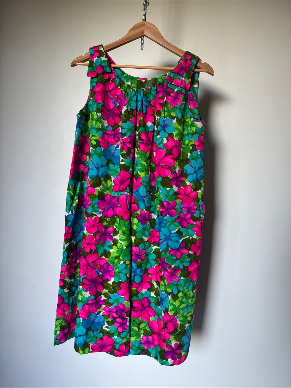 Vintage Pink & Blue Floral Mini Dress